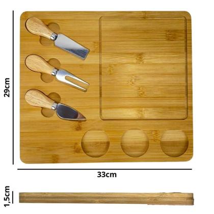 Imagem de Tábua Petisqueira De Bambu 100% Natural Ramekin Molheira