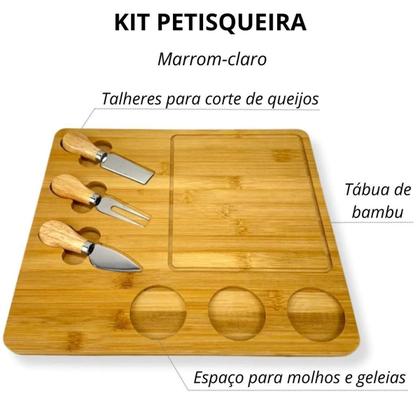 Imagem de Tábua Petisqueira De Bambu 100% Natural Ramekin Molheira
