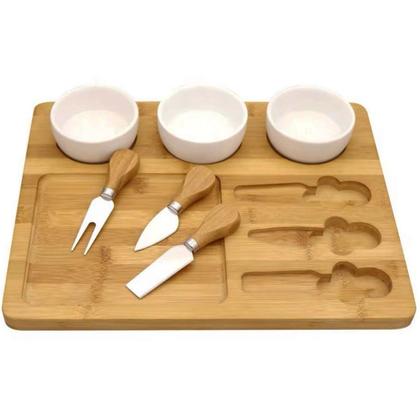 Imagem de Tábua Petisqueira De Bambu 100% Natural Ramekin Molheira