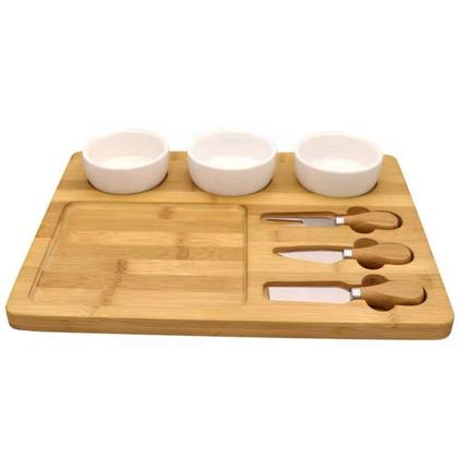 Imagem de Tábua Petisqueira De Bambu 100% Natural Ramekin Molheira