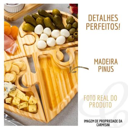 Imagem de Tábua Petisqueira Pinus Coração Frios Aperitivos 4 Divisões
