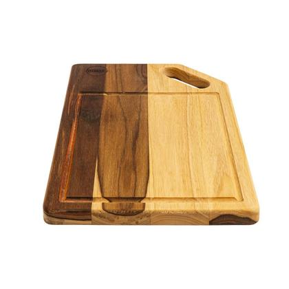 Imagem de Tábua Retangular com Alça Vazada 38x27cm em Madeira Linha Premium Corte Churrasco Cozinha Salada Frios Petisco