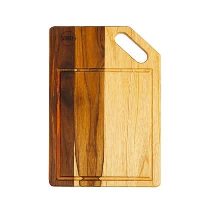 Imagem de Tábua Retangular com Alça Vazada 38x27cm em Madeira Linha Premium Corte Churrasco Cozinha Salada Frios Petisco