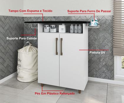 Imagem de Tabua Roupa Mesa Com Espuma 80cm E Armário Multiuso 2 Portas