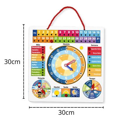 Imagem de Tabuleiro De Atividades Relógio Calendário Infantil Madeira