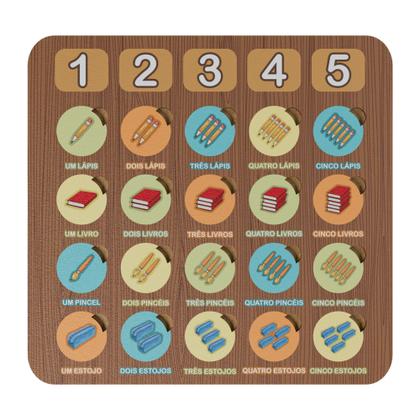 Imagem de Tabuleiro Didático de Palavras Números e Quantidades em MDF