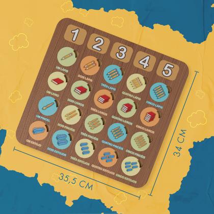 Imagem de Tabuleiro Didático de Palavras Números e Quantidades em MDF