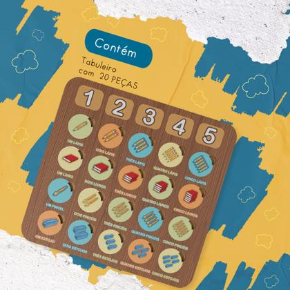 Imagem de Tabuleiro Didático de Palavras Números e Quantidades em MDF