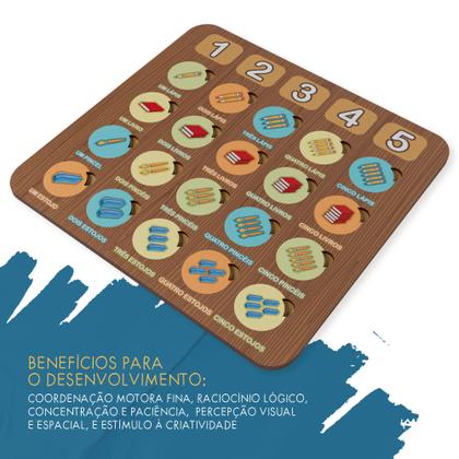 Imagem de Tabuleiro Didático de Palavras Números e Quantidades em MDF