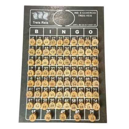 Imagem de Tabuleiro E Pedras Em Madeira Numeradas 1 A 75 Jogo