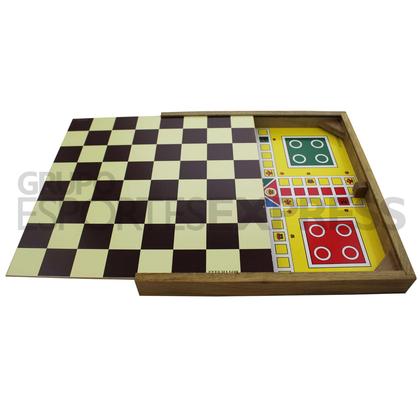 Imagem de Tabuleiro em Madeira com 4 Jogos - Botticelli - Cód. 350