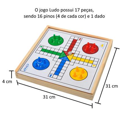 Imagem de Tabuleiro Jogos 2 em 1 Jogo de Damas e Luto Madeira Premium