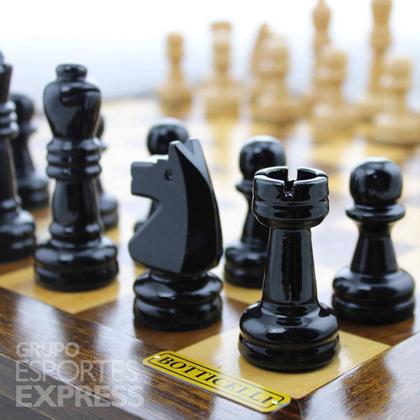 Imagem de Tabuleiro Xadrez Luxo com Gavetas Integradas + Jogo de Xadrez em Madeira Nobre - Cód. 104
