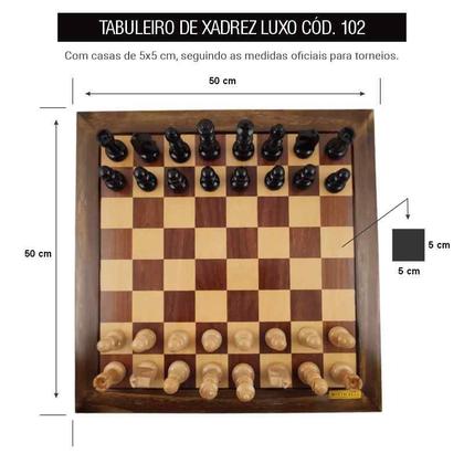 Imagem de Tabuleiro Xadrez Luxo + Peças de Xadrez em Madeira Nobre 102