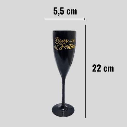 Imagem de Taça Acrílica Champanhe 180ml Especial Boas Festas Kit 2pçs
