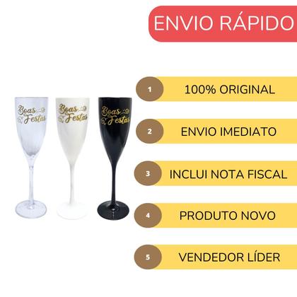 Imagem de Taça Acrílica Champanhe 180ml Especial Boas Festas Kit 2pçs