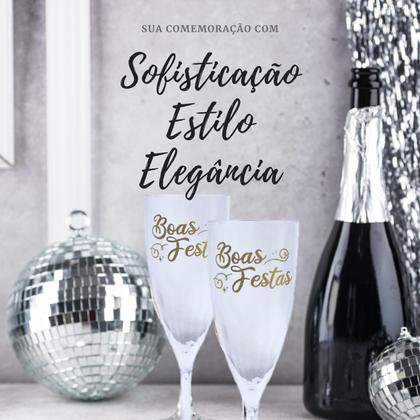 Imagem de Taça Acrílica Champanhe 180ml Especial Boas Festas Kit 2pçs