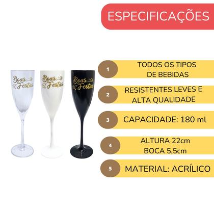 Imagem de Taça Acrílica Champanhe 180ml Especial Boas Festas Kit 2pçs