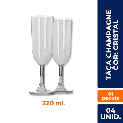Imagem de Taca acrilico 220 ml. champagne cristal c/ 4 un.