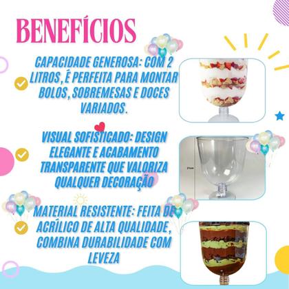 Imagem de Taça Americana Acrílico Transparente 2l Bolo Decoraçao Mesa