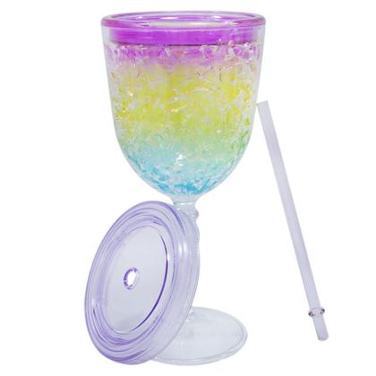 Imagem de Taça Copo Com Canudo Gel Colorido Congelante 300Ml