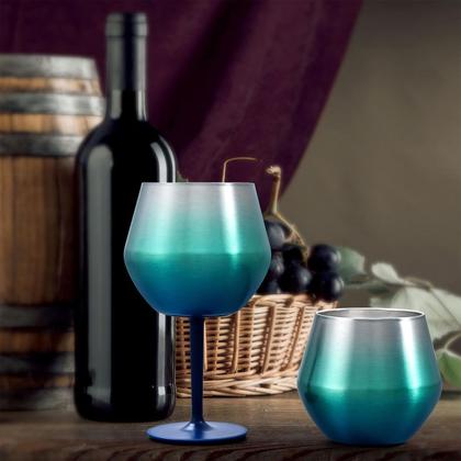 Imagem de Taça Copo Termico 2 em 1 Inox Drink Vinho Cocktail Conserva Bebida Festa Evento Praia Piscina Moderno Resistente