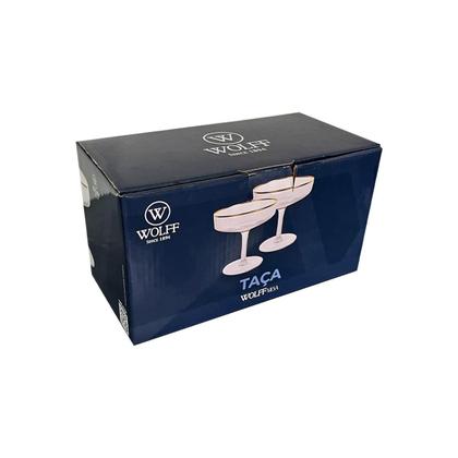 Imagem de Taça Coupe de Vidro Wolff 200 ml Borda Dourada Lines 2 Peças