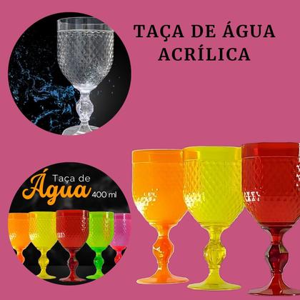 Imagem de Taça de Água Acrílica  Premium 400ml Suco Refresco Kit 6 pçs