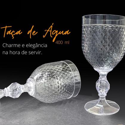 Imagem de Taça de Água Acrílica  Premium 400ml Suco Refresco Kit 6 pçs