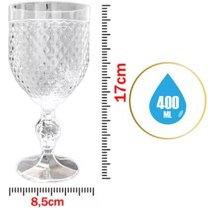 Imagem de Taça de Água Acrílica  Premium 400ml Suco Refresco Kit 6 pçs