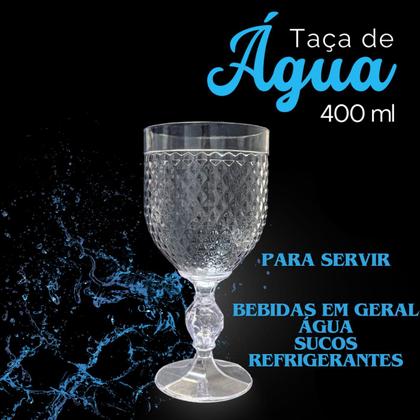 Imagem de Taça de Água Acrílica  Premium 400ml Suco Refresco Kit 6 pçs