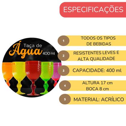 Imagem de Taça de Água Acrílica  Premium 400ml Suco Refresco Kit 6 pçs