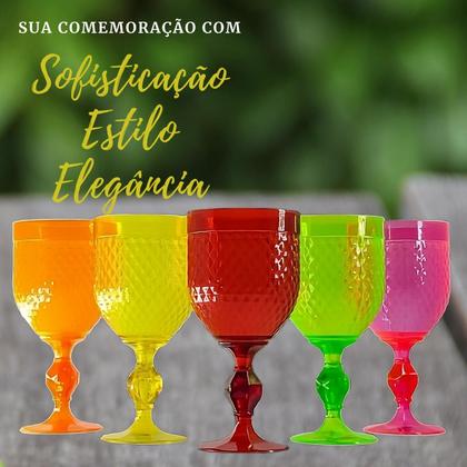 Imagem de Taça de Água Acrílica  Premium 400ml Suco Refresco Kit 6 pçs