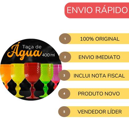 Imagem de Taça de Água Acrílica  Premium 400ml Suco Refresco Kit 6 pçs