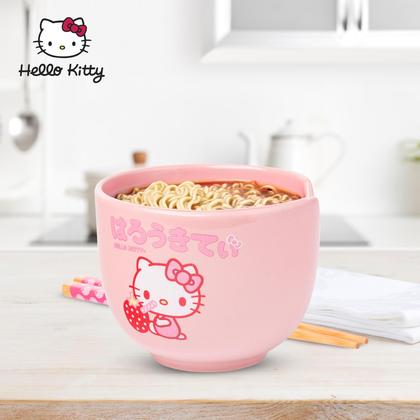 Imagem de Taça de arroz com macarrão Ramen Silver Buffalo Hello Kitty 600 ml rosa