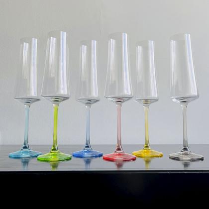 Imagem de Taça De Cristal Bohemia Para Champanhe 210 Ml Colorida Xtra 6 Peças