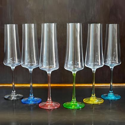 Imagem de Taça De Cristal Bohemia Para Champanhe 210 Ml Colorida Xtra 6 Peças