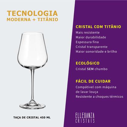 Imagem de Taça de Cristal Bohemia Para Vinho Branco 450 ml Ardea 2 Peças