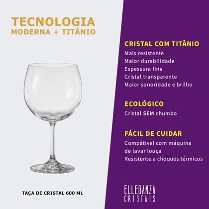 Imagem de Taça De Cristal Bohemia Para Vinho ou Gin 600 ml Anna 2 Peças