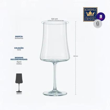 Imagem de Taça de Cristal para Vinho Bohemia 560ml - XTRA NDI