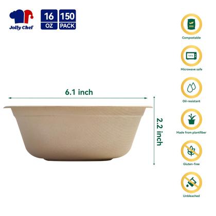Imagem de Taça de papel descartável JOLLY CHEF Compostable 450 mL (pacote com 150)