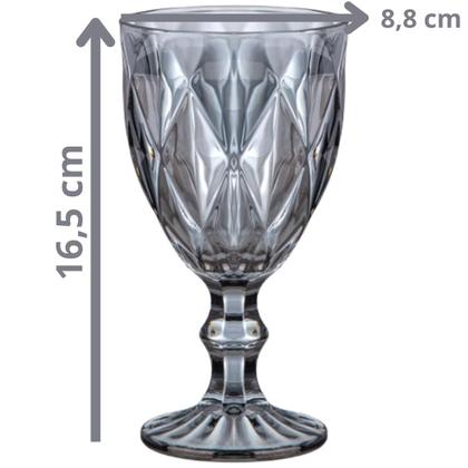 Imagem de Taca de Vidro Diamond Fumê 320ml Jogo com 6 Unidades, Requinte, Elegância, Almoço, Jantar, Mesa posta