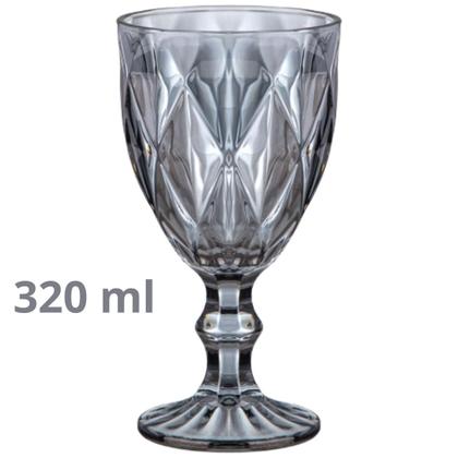 Imagem de Taca de Vidro Diamond Fumê 320ml Jogo com 6 Unidades, Requinte, Elegância, Almoço, Jantar, Mesa posta