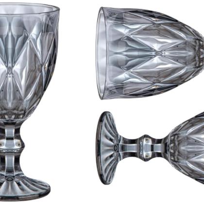 Imagem de Taca de Vidro Diamond Fumê 320ml Jogo com 6 Unidades, Requinte, Elegância, Almoço, Jantar, Mesa posta