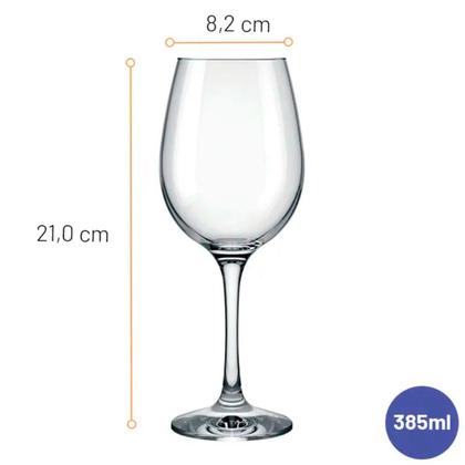 Imagem de Taça para Vinho Barone de Vidro 385ml 12 Unidades - Nadir 7156/892