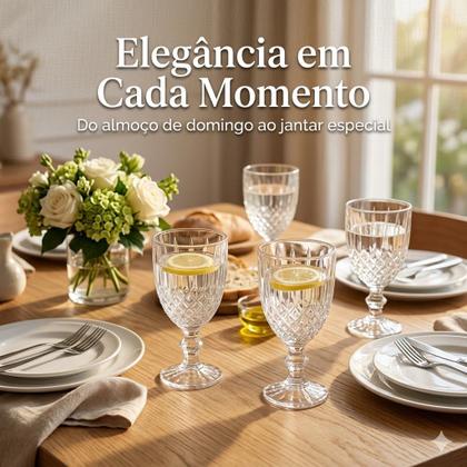 Imagem de Taça Para Vinho Sucos Água Em Vidro Linha Empire 360ml Com 6 Unidades