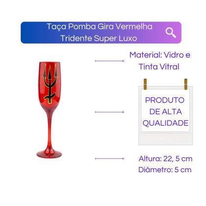 Imagem de Taça Pomba Gira Vermelha Tridente cristal Super luxo 150 ml