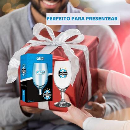 Imagem de Taça Tulipa Vidro 330ml Reforçado Vinho Chopp Cerveja Time Escudo Grêmio Oficial