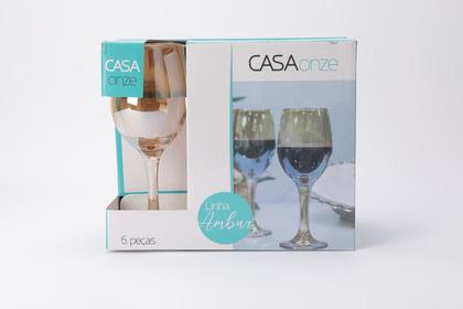 Imagem de Taça Vinho Vidro Ambar 280ML 6 Peças - Casa Onze