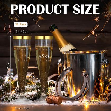 Imagem de Taças de champanhe de plástico descartáveis Jingmore 130mL (pacote com 36)